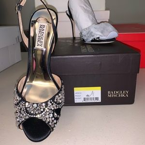Rhinestone slingback Peeptoe Pumps
